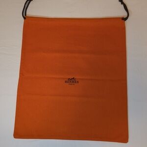Hermès Authentic Orange Dust Bag 12x14 Small Drawstring Cotton Bag